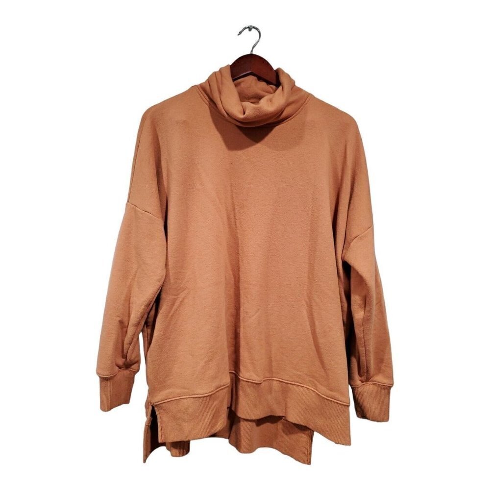 AERIE Women's Oversized Mock Neck Sweatshirt Orange Long-Sleeved Comfort…